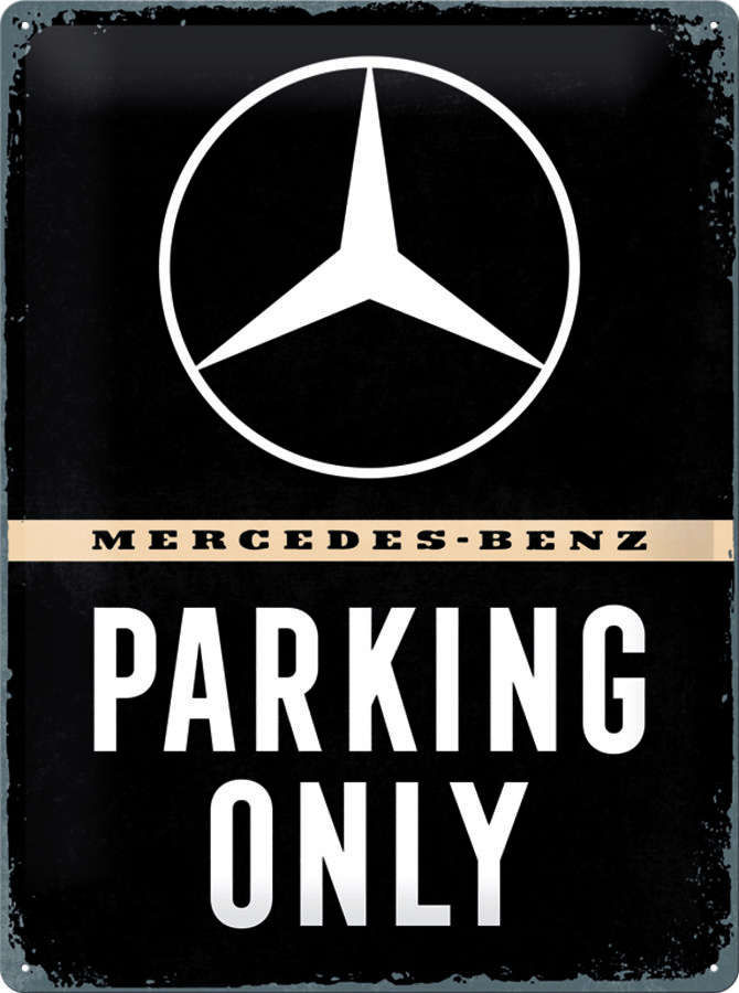 Vintage-Blechschild: Mercedes parking only